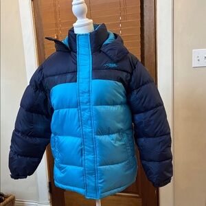 Men's Blue and Black Puffer Jacket